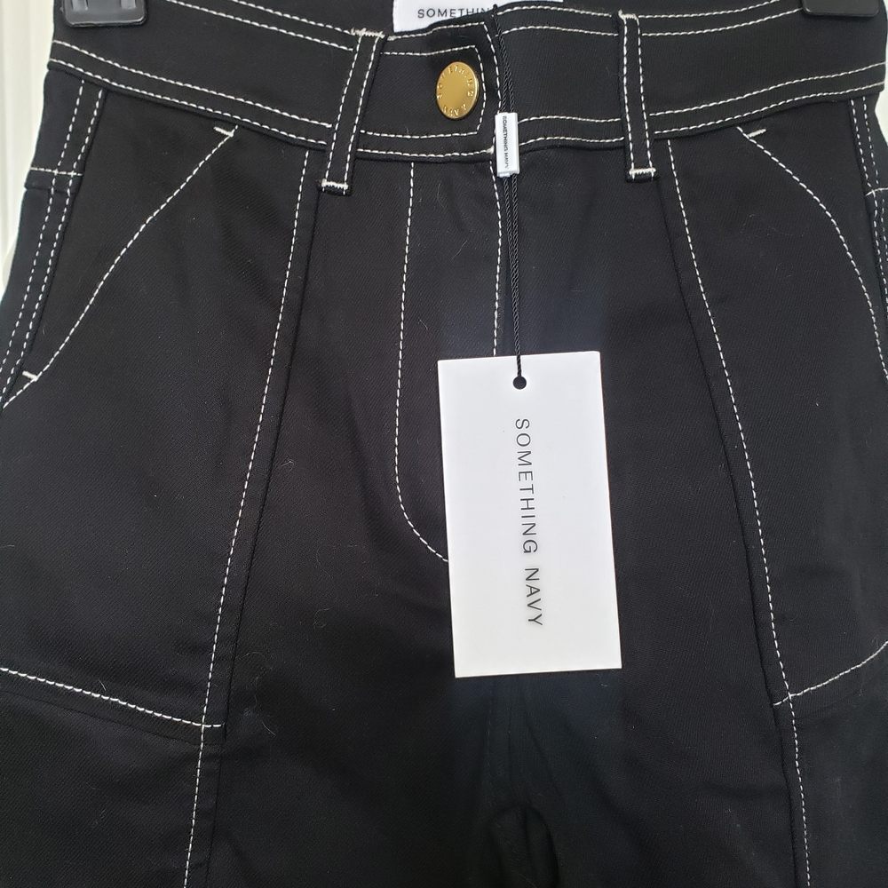 Something Navy Black Contrast Stitch Jeans NWT retail $135. SZ 00 - Picture 5 of 7